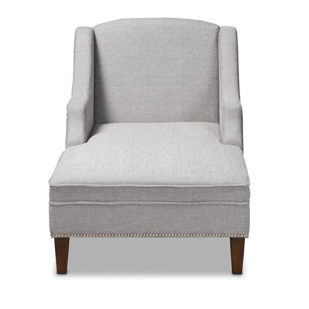 Baxton Studio Leonie Modern and Contemporary Grey Fabric Upholstered Wenge Brown Finished Chaise Lounge
